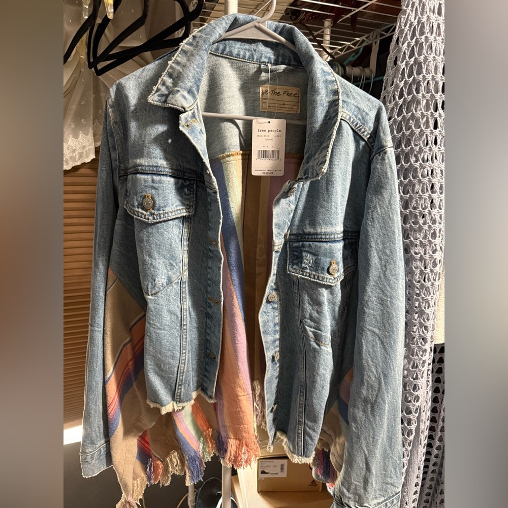 Free People Light Blue Denim Jacket Custom Made